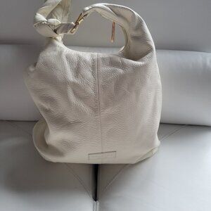 Halston Heritage Cream Color Leather Handbag